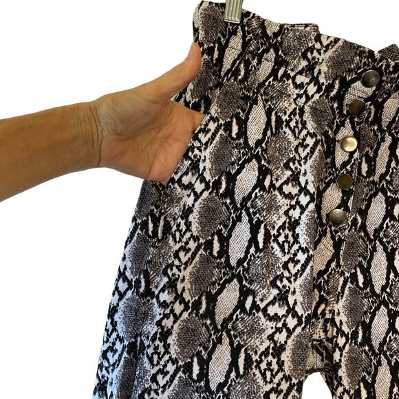 TAXI Junior's Snakeskin Ankle Jeggings Button Fly Elastic Paper Bag Waist  Large - Picture 5 of 8